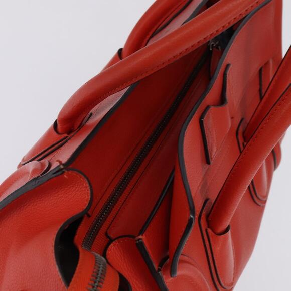 CELINE Luggage Hand Bag Leather Orange Silver - Picture 6 of 12